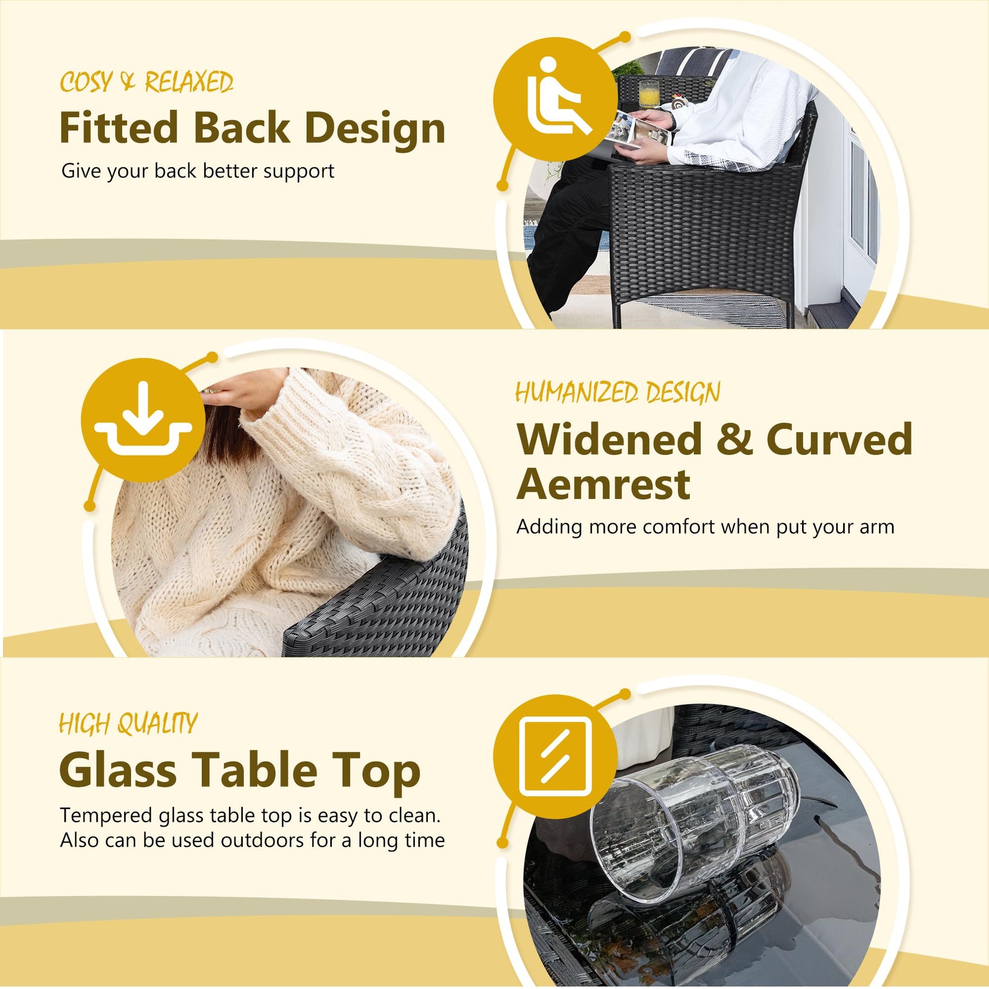 Devoko Outdoor Patio Loveseat Modern Rattan 2-Seat Patio Conversation Set with Cushions & Built-in Coffee Table Porch Furniture for Garden Lawn Backyard (Beige) - CookCave