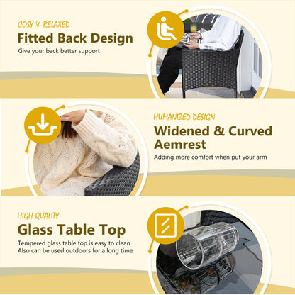 Devoko Outdoor Patio Loveseat Modern Rattan 2-Seat Patio Conversation Set with Cushions & Built-in Coffee Table Porch Furniture for Garden Lawn Backyard (Beige) - CookCave