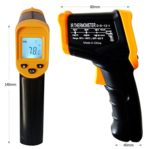 Digital Infrared Thermometer Gun for Cooking,BBQ,Pizza Oven,Ir Thermometer with Backlight,-58℉~932℉(-50℃~500℃) Handheld Non Contact Heat Laser Temperature Gun (Not for Human) - CookCave