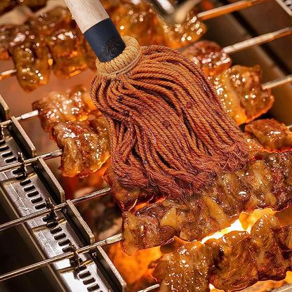 Donxote 18 Inch BBQ Mop Brush Set of 2, with 6 Extra Replacement Heads, Wooden Long Handle Cotton Head Mopping Basting Grill Sauce Perfect for Grilling Smoking Steak Marinade or Glazing - CookCave