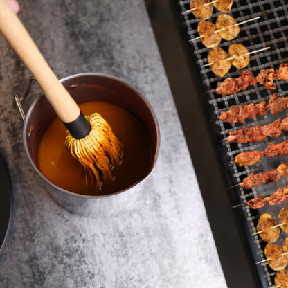 Donxote 18 Inch BBQ Mop Brush Set of 2, with 6 Extra Replacement Heads, Wooden Long Handle Cotton Head Mopping Basting Grill Sauce Perfect for Grilling Smoking Steak Marinade or Glazing - CookCave