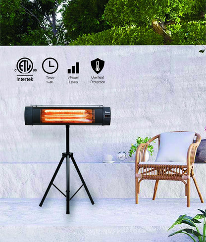 Dr Infrared Heater DR-338 Carbon Infrared Patio Heater with Tripod, Black, 23x40 Inches - CookCave