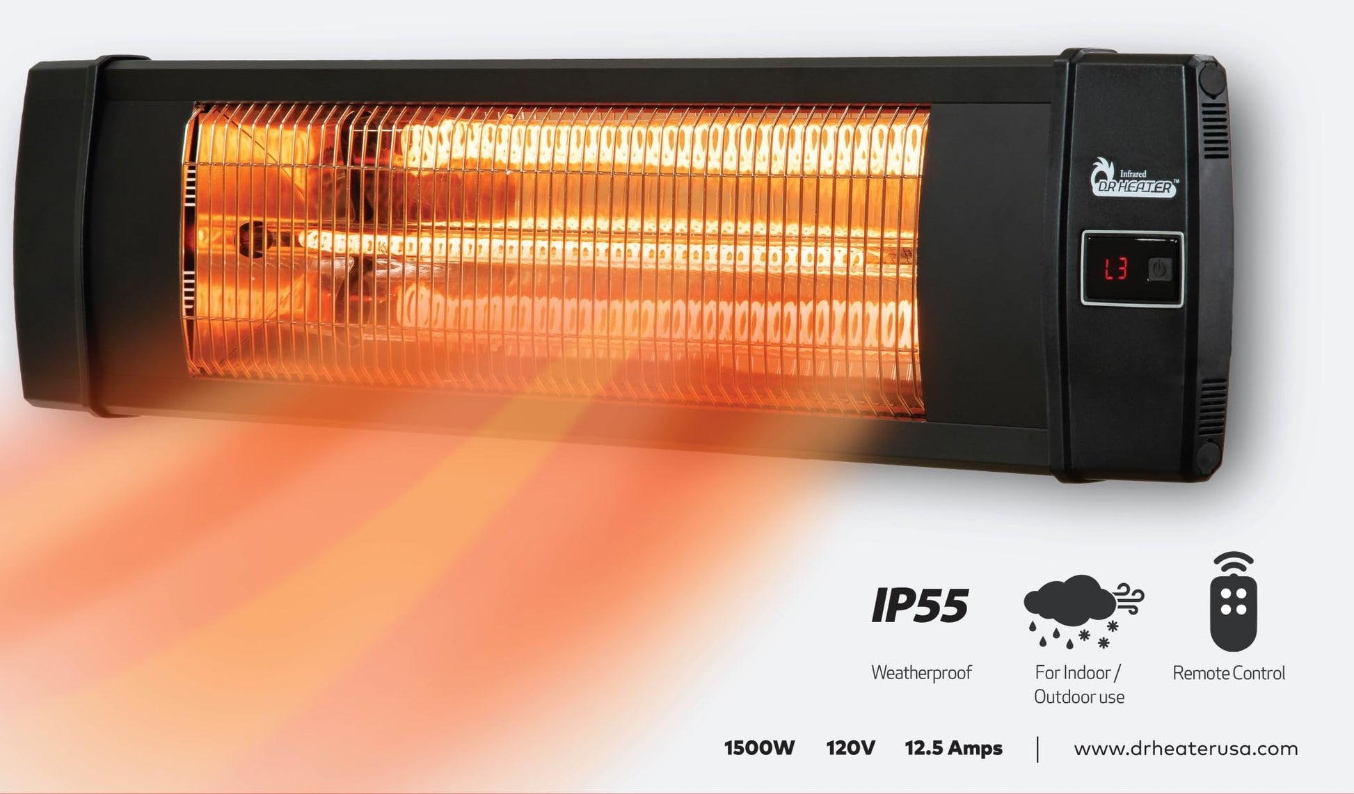 Dr Infrared Heater DR-338 Carbon Infrared Patio Heater with Tripod, Black, 23x40 Inches - CookCave