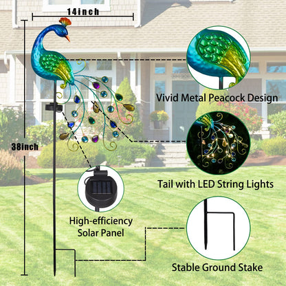 DREAMSOUL Metal Peacock Garden Solar Lights Outdoor Decorative Garden Stake Lights- Waterproof Peacock Solar Landscape LED Path Light Patio Yard Lawn Outside Decoration - CookCave