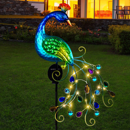 DREAMSOUL Metal Peacock Garden Solar Lights Outdoor Decorative Garden Stake Lights- Waterproof Peacock Solar Landscape LED Path Light Patio Yard Lawn Outside Decoration - CookCave