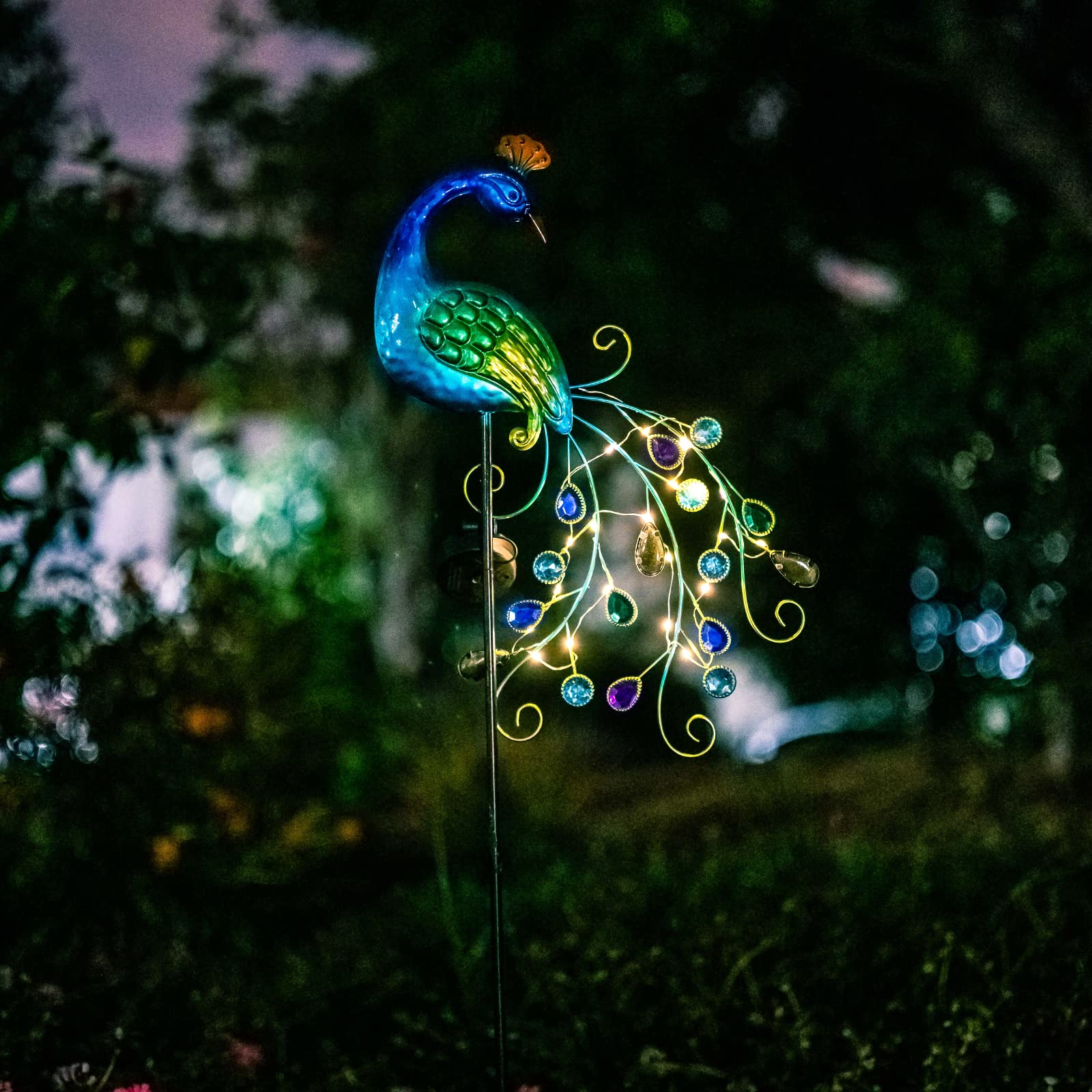 DREAMSOUL Metal Peacock Garden Solar Lights Outdoor Decorative Garden Stake Lights- Waterproof Peacock Solar Landscape LED Path Light Patio Yard Lawn Outside Decoration - CookCave