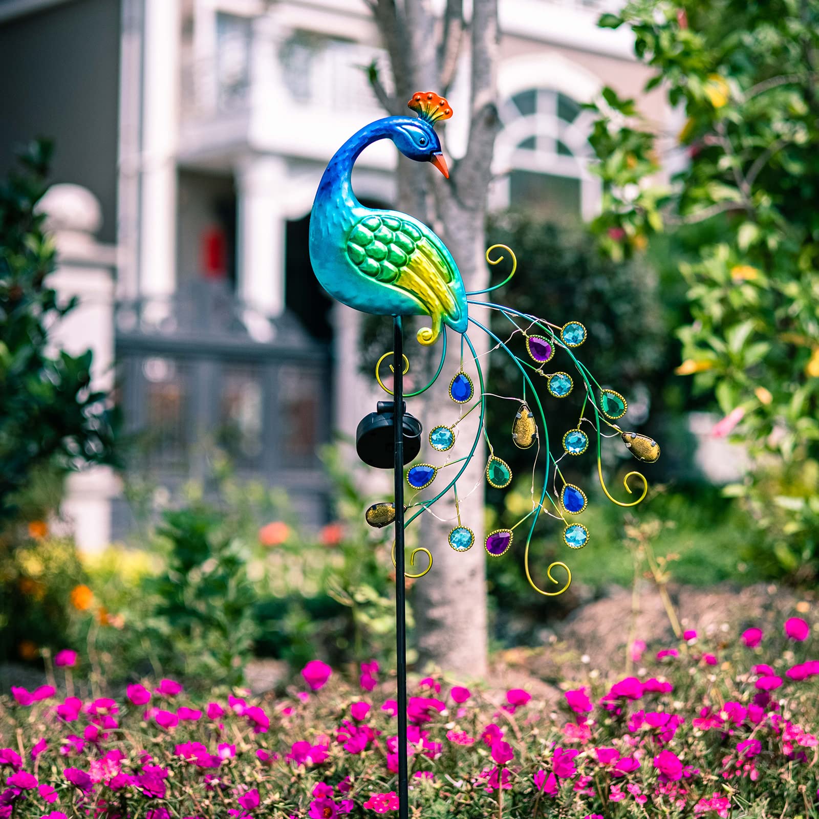 DREAMSOUL Metal Peacock Garden Solar Lights Outdoor Decorative Garden Stake Lights- Waterproof Peacock Solar Landscape LED Path Light Patio Yard Lawn Outside Decoration - CookCave