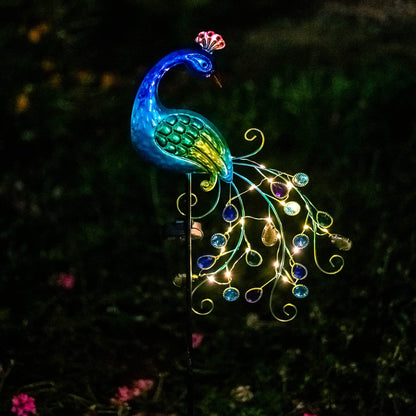 DREAMSOUL Metal Peacock Garden Solar Lights Outdoor Decorative Garden Stake Lights- Waterproof Peacock Solar Landscape LED Path Light Patio Yard Lawn Outside Decoration - CookCave