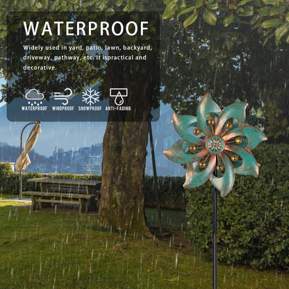 DREAMYSOUL Outdoor Wind Spinner 37 Inch, Metal Garden Wind Sculpture Bronze Wind Spinners for Patio Yard Lawn Decor - CookCave