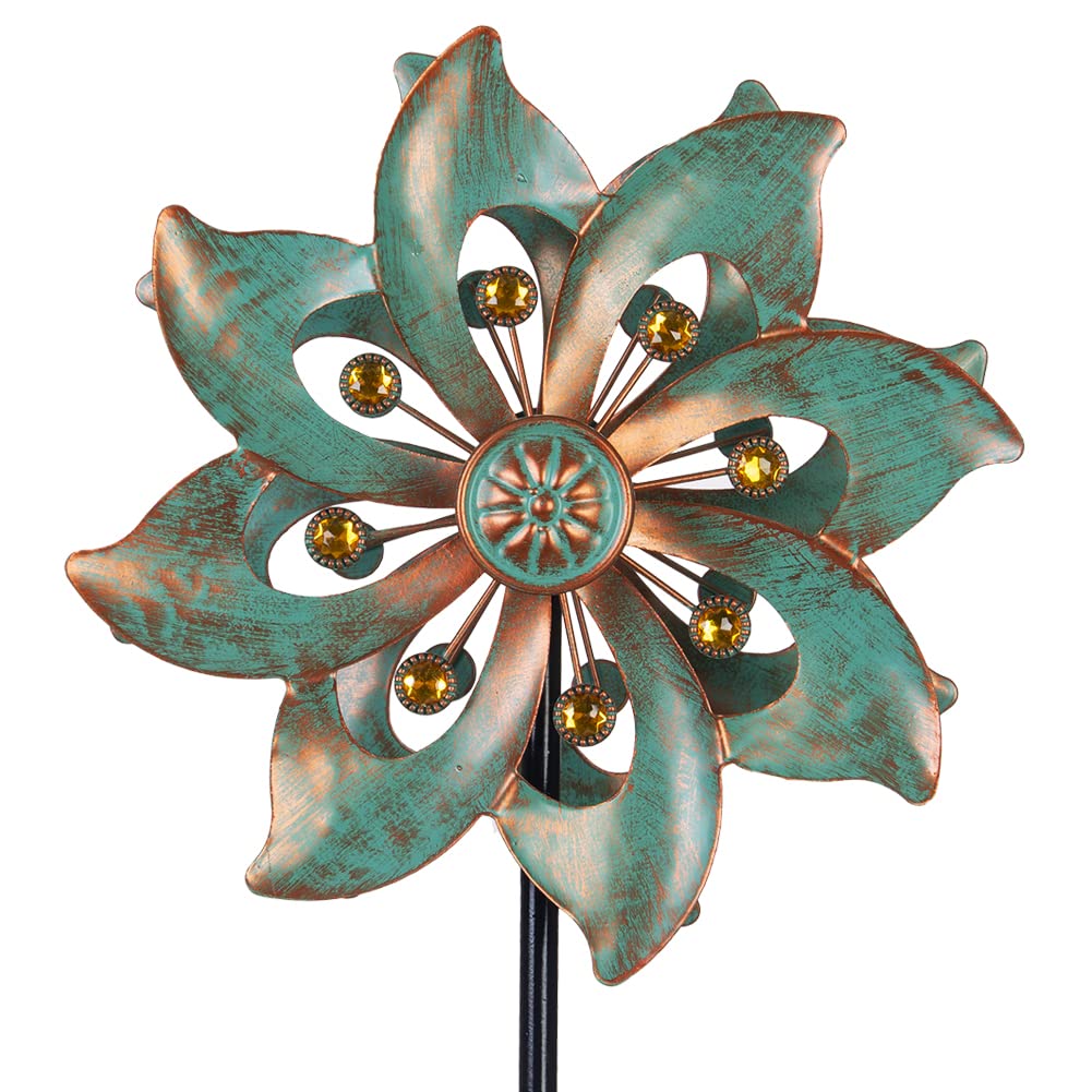 DREAMYSOUL Outdoor Wind Spinner 37 Inch, Metal Garden Wind Sculpture Bronze Wind Spinners for Patio Yard Lawn Decor - CookCave