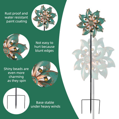 DREAMYSOUL Outdoor Wind Spinner 37 Inch, Metal Garden Wind Sculpture Bronze Wind Spinners for Patio Yard Lawn Decor - CookCave