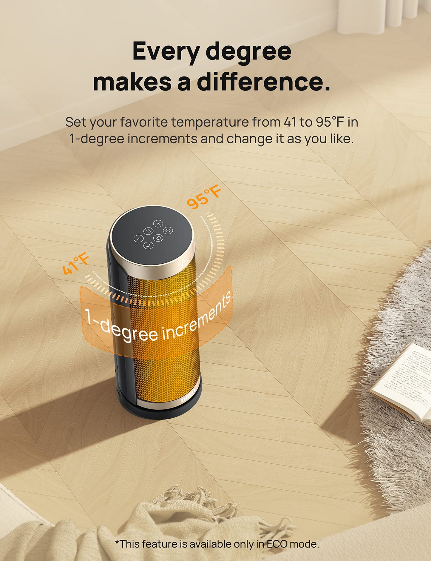 Dreo Space Heater, 1500W PTC Ceramic Heaters for Indoor Use with Remote, 70° Oscillation, 1-12H Timer, Electric Heaters with Thermostat, Fast and Safe Portable Heater for Office, Bedroom, Large Room - CookCave