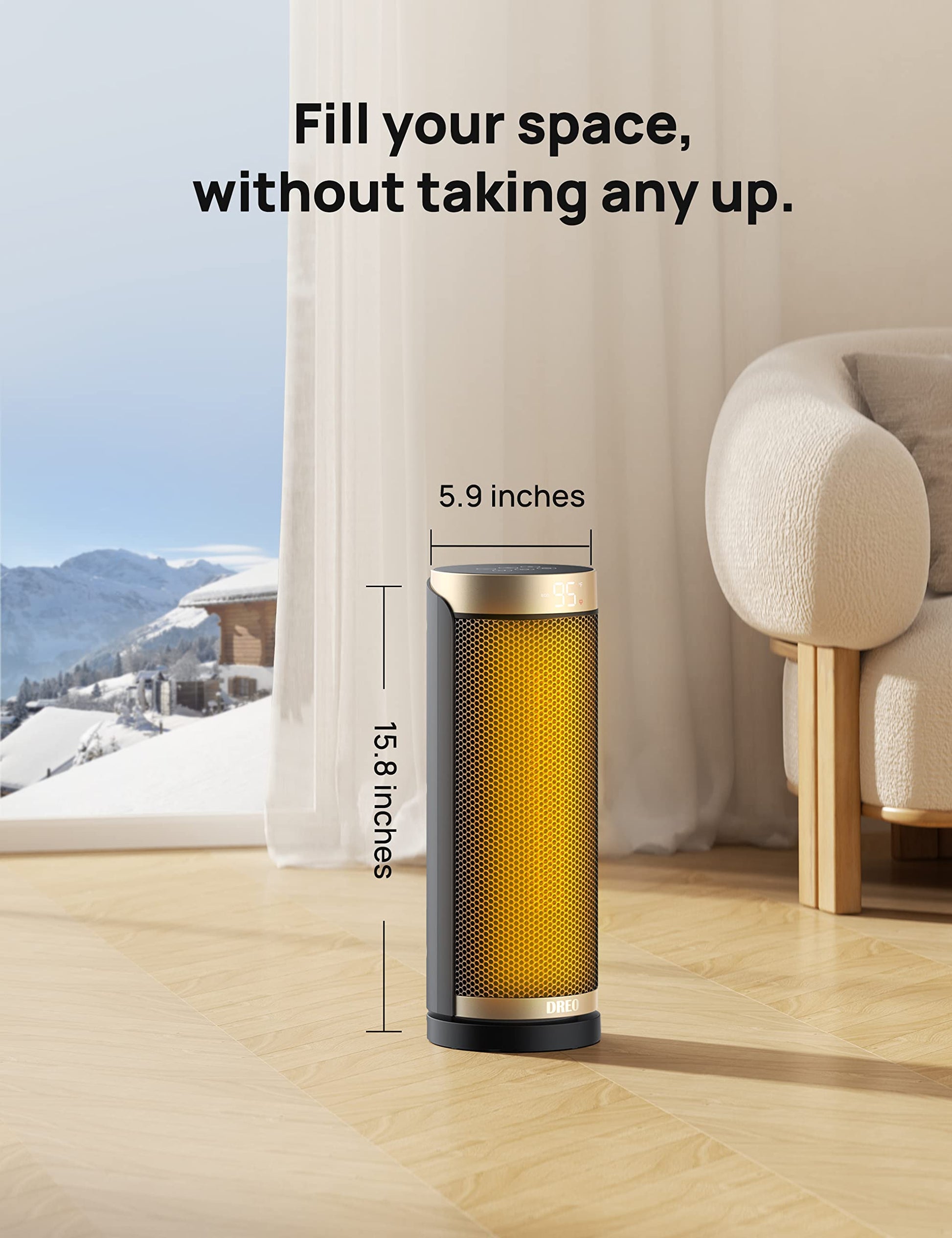 Dreo Space Heater, 1500W PTC Ceramic Heaters for Indoor Use with Remote, 70° Oscillation, 1-12H Timer, Electric Heaters with Thermostat, Fast and Safe Portable Heater for Office, Bedroom, Large Room - CookCave