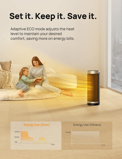 Dreo Space Heater, 1500W PTC Ceramic Heaters for Indoor Use with Remote, 70° Oscillation, 1-12H Timer, Electric Heaters with Thermostat, Fast and Safe Portable Heater for Office, Bedroom, Large Room - CookCave