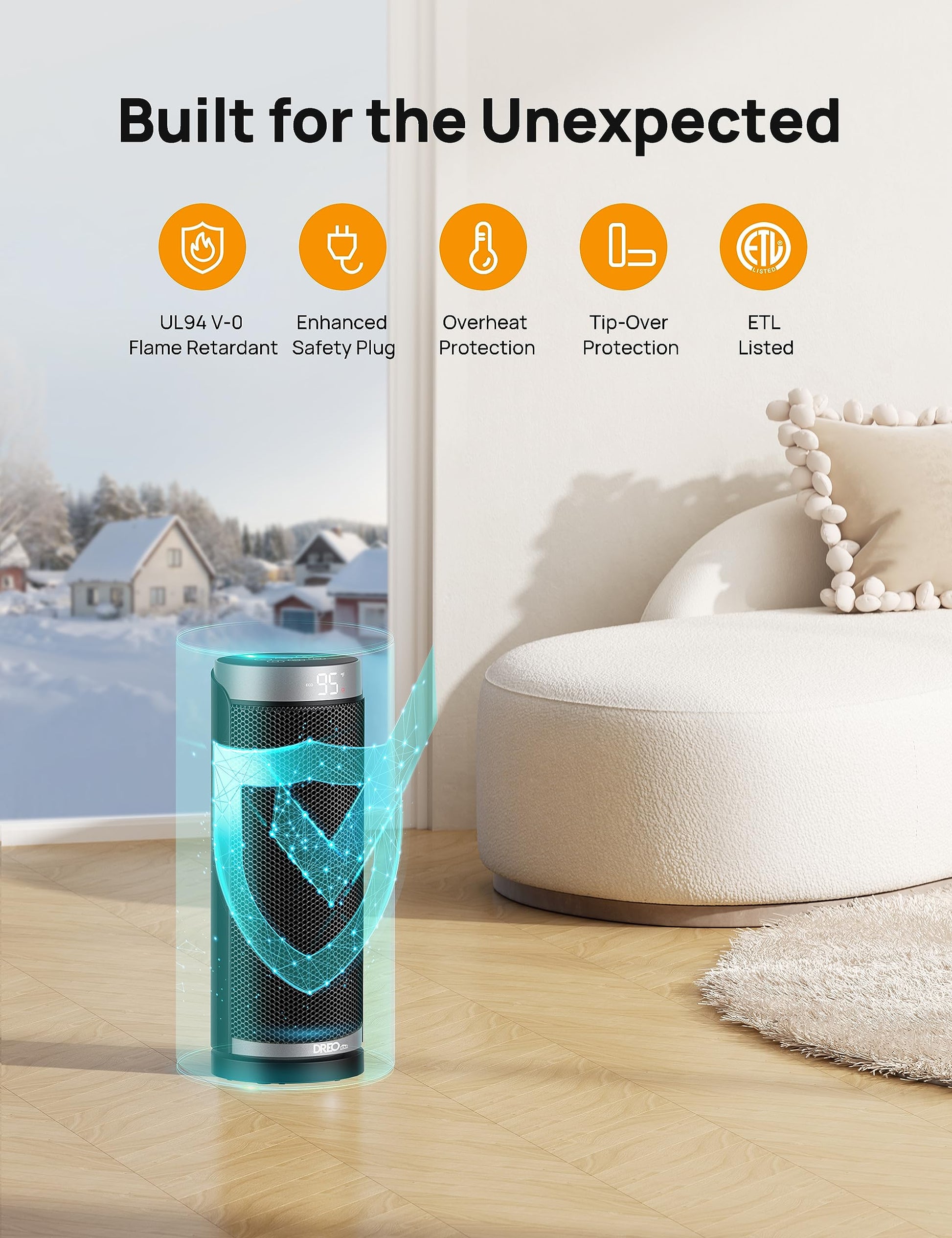 Dreo Space Heater, 1500W PTC Ceramic Heaters for Indoor Use with Remote, 70° Oscillation, 1-12H Timer, Electric Heaters with Thermostat, Fast and Safe Portable Heater for Office, Bedroom, Large Room - CookCave