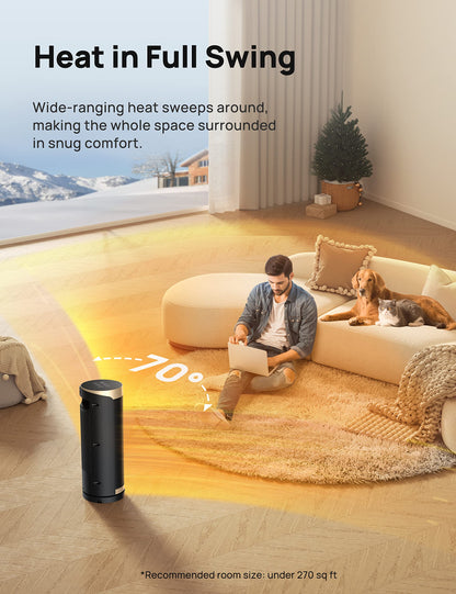 Dreo Space Heater, 1500W PTC Ceramic Heaters for Indoor Use with Remote, 70° Oscillation, 1-12H Timer, Electric Heaters with Thermostat, Fast and Safe Portable Heater for Office, Bedroom, Large Room - CookCave