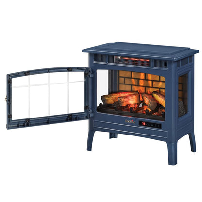 duraflame Freestanding Electric Fireplace Stove Heater with 3D Flame Effect for 1,000 Sq. Ft. Room, Navy - CookCave