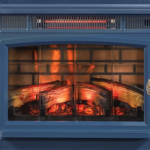 duraflame Freestanding Electric Fireplace Stove Heater with 3D Flame Effect for 1,000 Sq. Ft. Room, Navy - CookCave