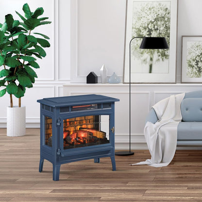 duraflame Freestanding Electric Fireplace Stove Heater with 3D Flame Effect for 1,000 Sq. Ft. Room, Navy - CookCave