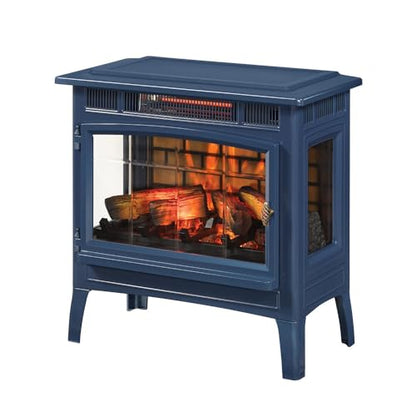 duraflame Freestanding Electric Fireplace Stove Heater with 3D Flame Effect for 1,000 Sq. Ft. Room, Navy - CookCave