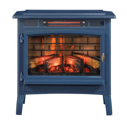 duraflame Freestanding Electric Fireplace Stove Heater with 3D Flame Effect for 1,000 Sq. Ft. Room, Navy - CookCave