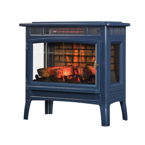 duraflame Freestanding Electric Fireplace Stove Heater with 3D Flame Effect for 1,000 Sq. Ft. Room, Navy - CookCave