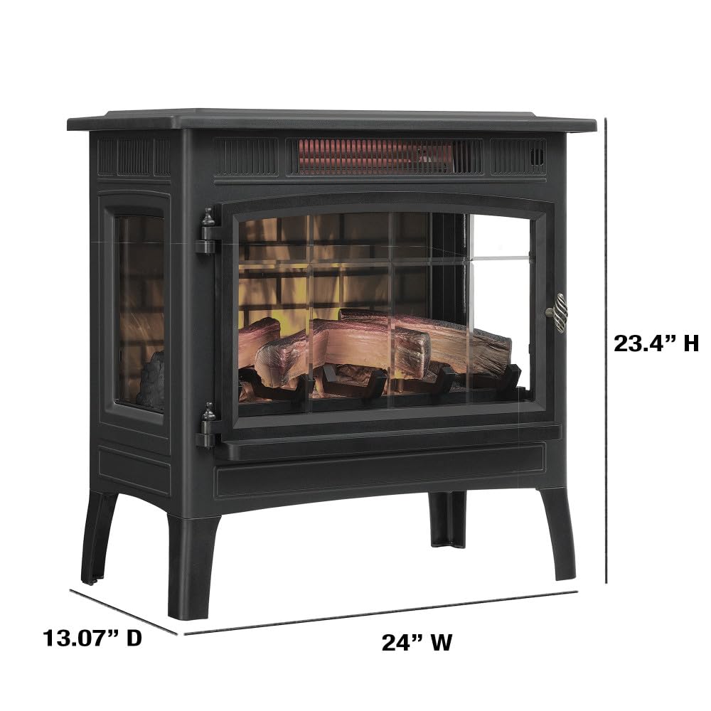 duraflame Freestanding Electric Fireplace Stove Heater with 3D Flame Effect for 1,000 Sq. Ft. Room, Navy - CookCave