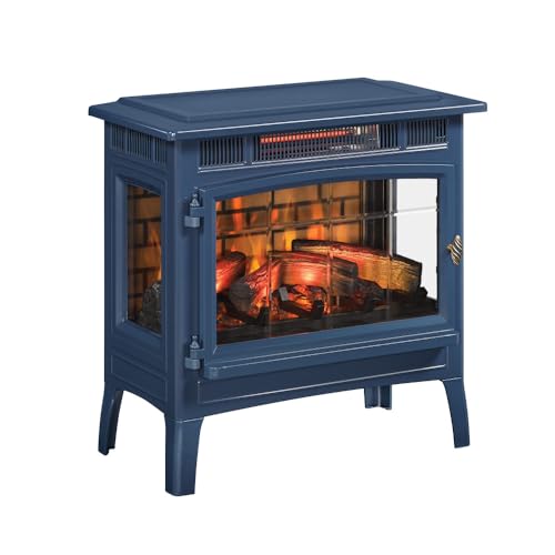 duraflame Freestanding Electric Fireplace Stove Heater with 3D Flame Effect for 1,000 Sq. Ft. Room, Navy - CookCave