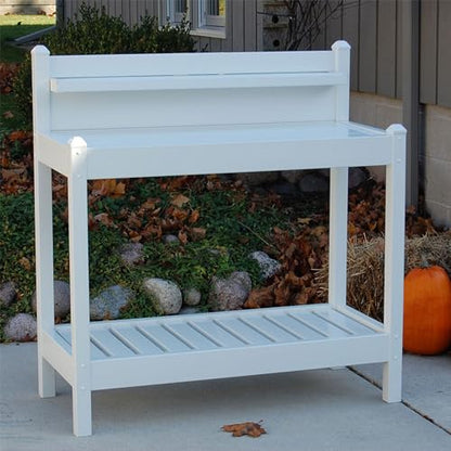 DuraTrel Greenfield PVC Vinyl Indoor Outdoor Table Potting Bench Station with Shelf for Plant Accessories & Gardening Supplies Storage, White - CookCave