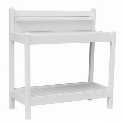 DuraTrel Greenfield PVC Vinyl Indoor Outdoor Table Potting Bench Station with Shelf for Plant Accessories & Gardening Supplies Storage, White - CookCave