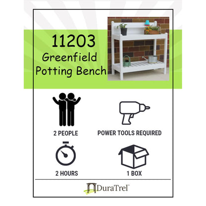 DuraTrel Greenfield PVC Vinyl Indoor Outdoor Table Potting Bench Station with Shelf for Plant Accessories & Gardening Supplies Storage, White - CookCave