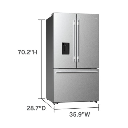 DUURA Elite DE210FDBMDSS Refrigerator Built in with French Doors Adjustable Glass Shelves Dual Drawer Bottom Freezer with Ice Maker, LED Interior Light and Stainless Steel Exterior, 36-Inch, Metallic - CookCave
