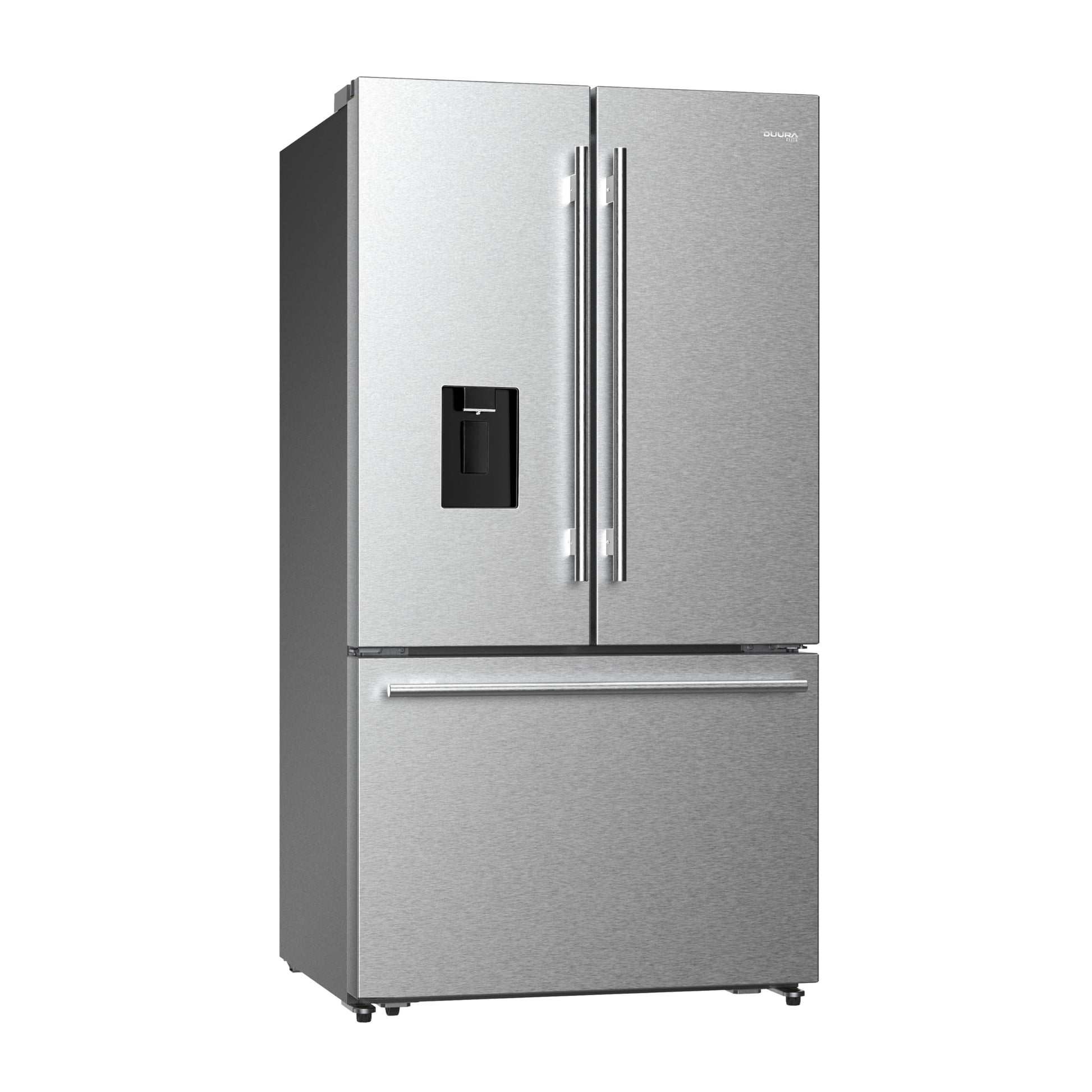DUURA Elite DE210FDBMDSS Refrigerator Built in with French Doors Adjustable Glass Shelves Dual Drawer Bottom Freezer with Ice Maker, LED Interior Light and Stainless Steel Exterior, 36-Inch, Metallic - CookCave