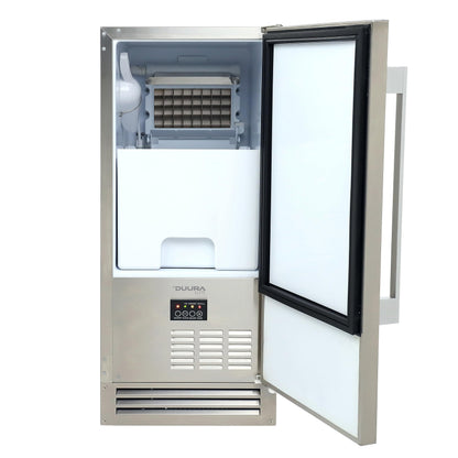 DUURA Elite Outdoor Built-in Ice Maker Stainless Steel Construction 25 lbs. Freezer Storage, Under Counter or Cabinet Ice Machine, for Commercial or Home Kitchen Use, Metallic - CookCave