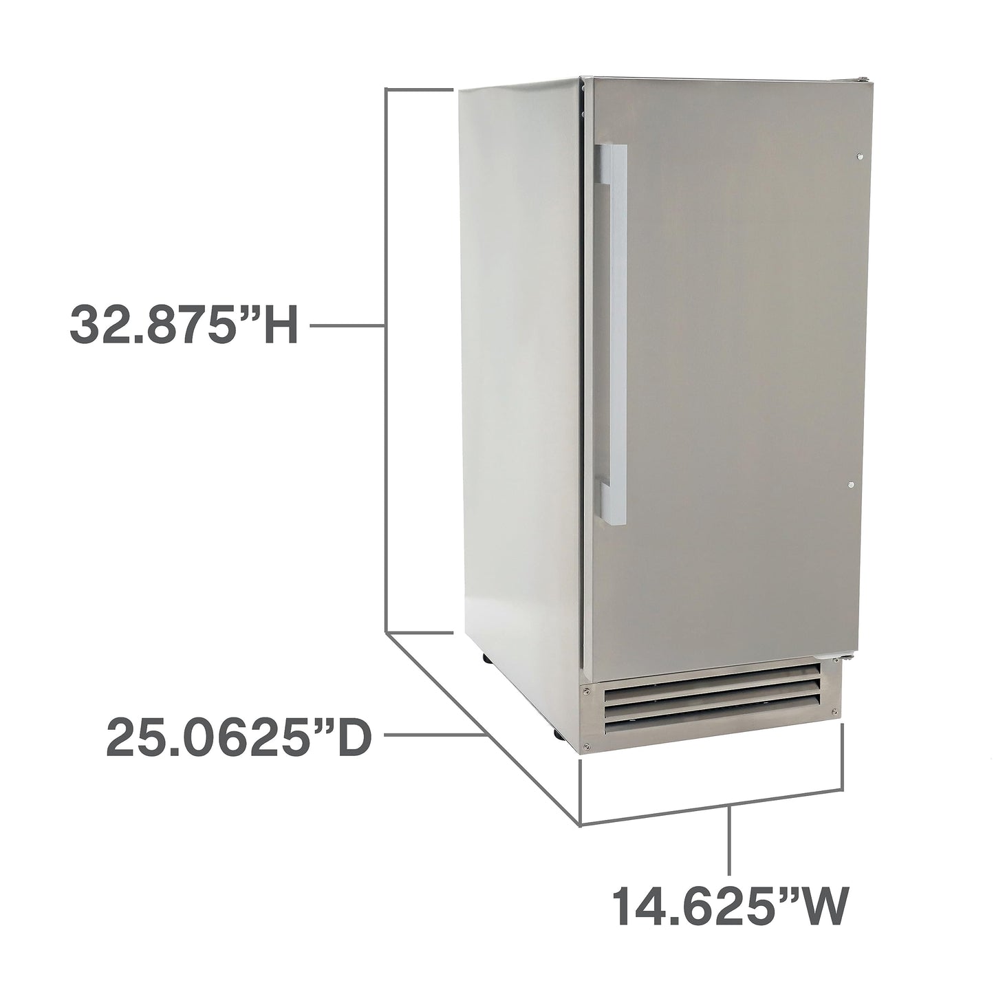 DUURA Elite Outdoor Built-in Ice Maker Stainless Steel Construction 25 lbs. Freezer Storage, Under Counter or Cabinet Ice Machine, for Commercial or Home Kitchen Use, Metallic - CookCave