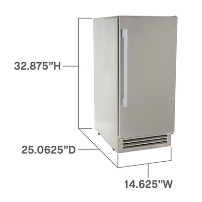 DUURA Elite Outdoor Built-in Ice Maker Stainless Steel Construction 25 lbs. Freezer Storage, Under Counter or Cabinet Ice Machine, for Commercial or Home Kitchen Use, Metallic - CookCave