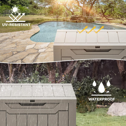 DWVO 30 Gallon Outdoor Storage Box, Weatherproof Lockable Resin Deck Box for Patio Furniture, Pool Accessories, Garden Tools, and Supplies - Brown - CookCave