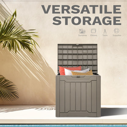 DWVO 30 Gallon Outdoor Storage Box, Weatherproof Lockable Resin Deck Box for Patio Furniture, Pool Accessories, Garden Tools, and Supplies - Brown - CookCave