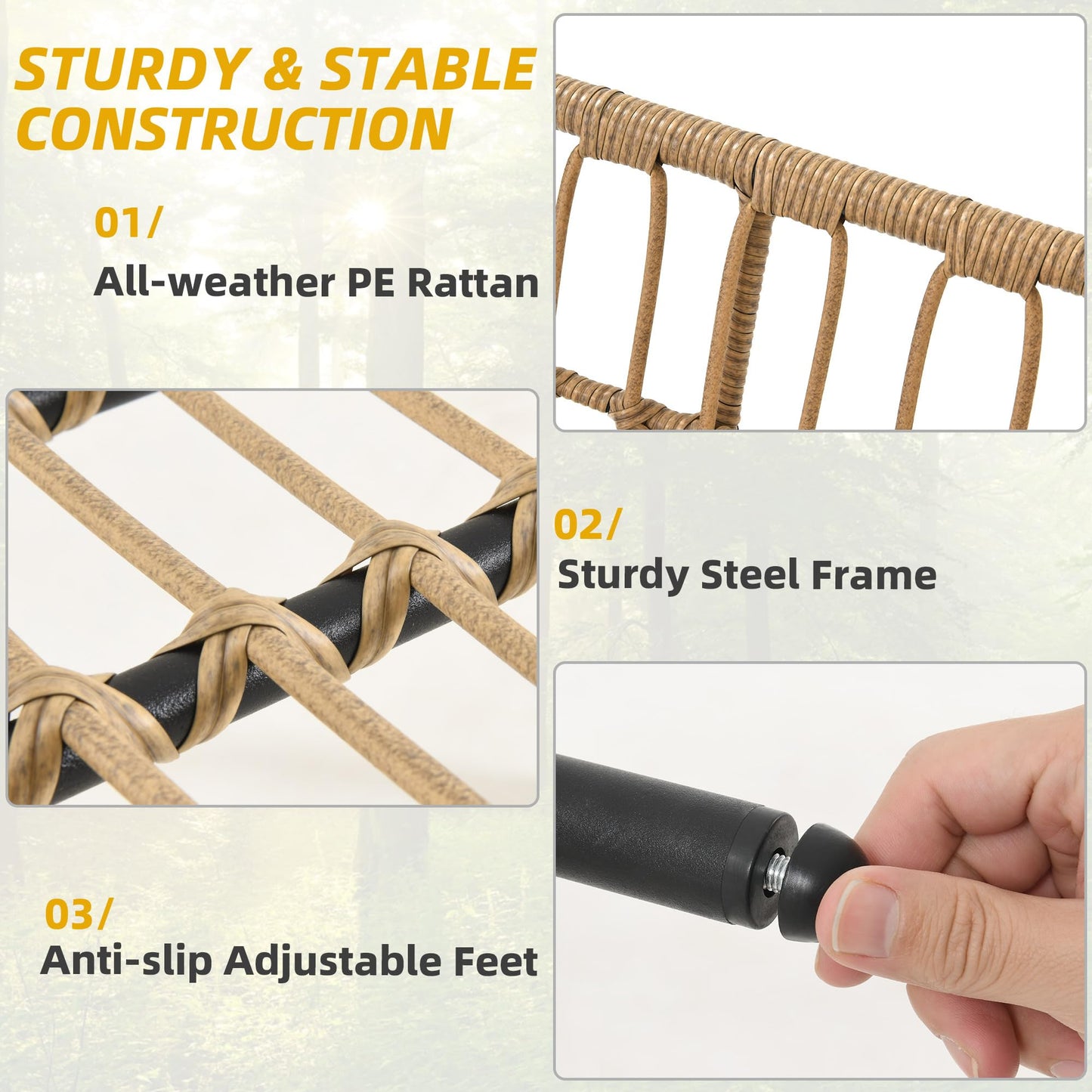 DWVO 4-Piece Outdoor Sectional Sofa Set, All-Weather Wicker L-Shaped 5-Seater Patio Furniture with Removable Cushions & Side Table, Boho Conversation Set for Backyard, Porch, Deck (Grey) - CookCave