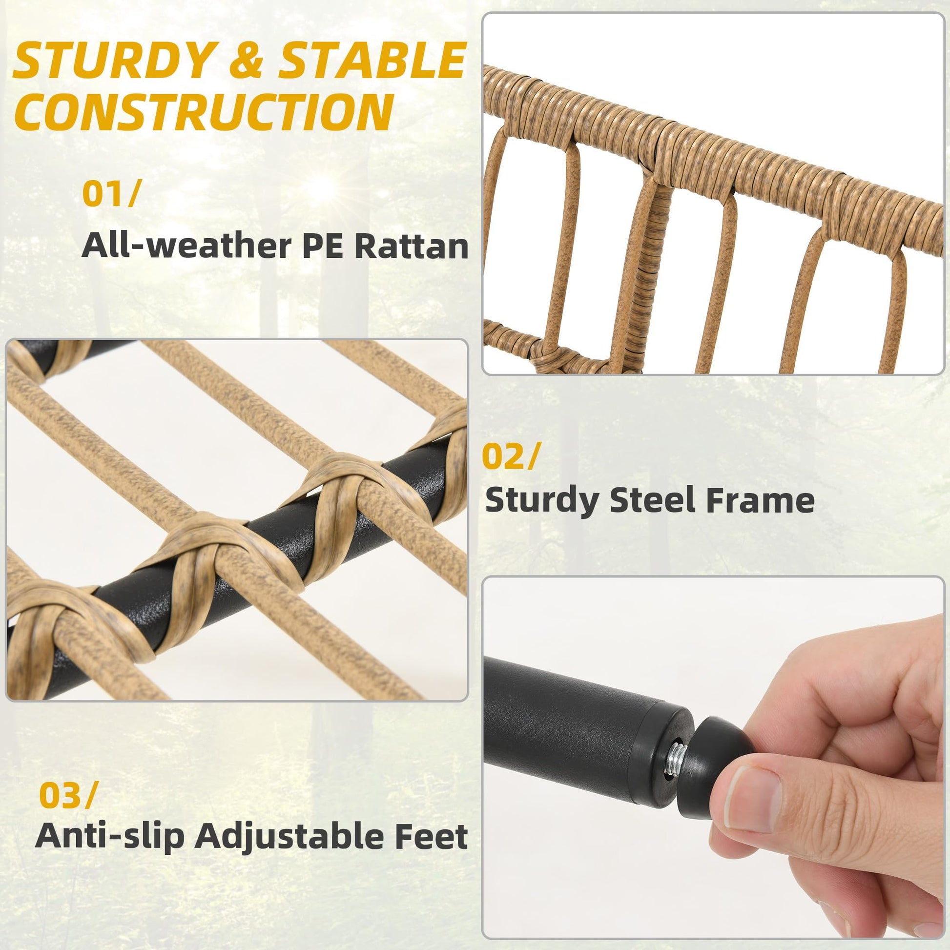 DWVO 4-Piece Outdoor Sectional Sofa Set, All-Weather Wicker L-Shaped 5-Seater Patio Furniture with Removable Cushions & Side Table, Boho Conversation Set for Backyard, Porch, Deck (Grey) - CookCave