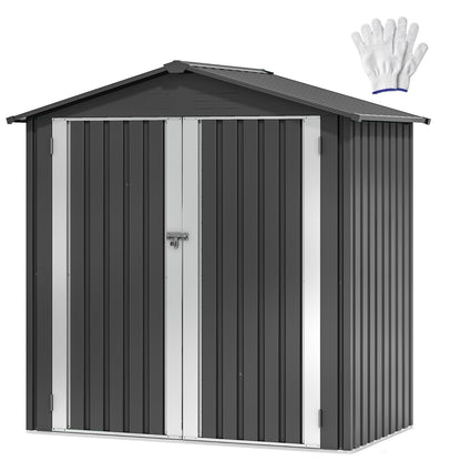 DWVO 6x4ft Outdoor Storage Shed, Weatherproof Tool Shed w/Locking Entry & Ventilation for Grass Cutter, Bike, Equipment, Courtyard, Garden (Dark Gray) - CookCave