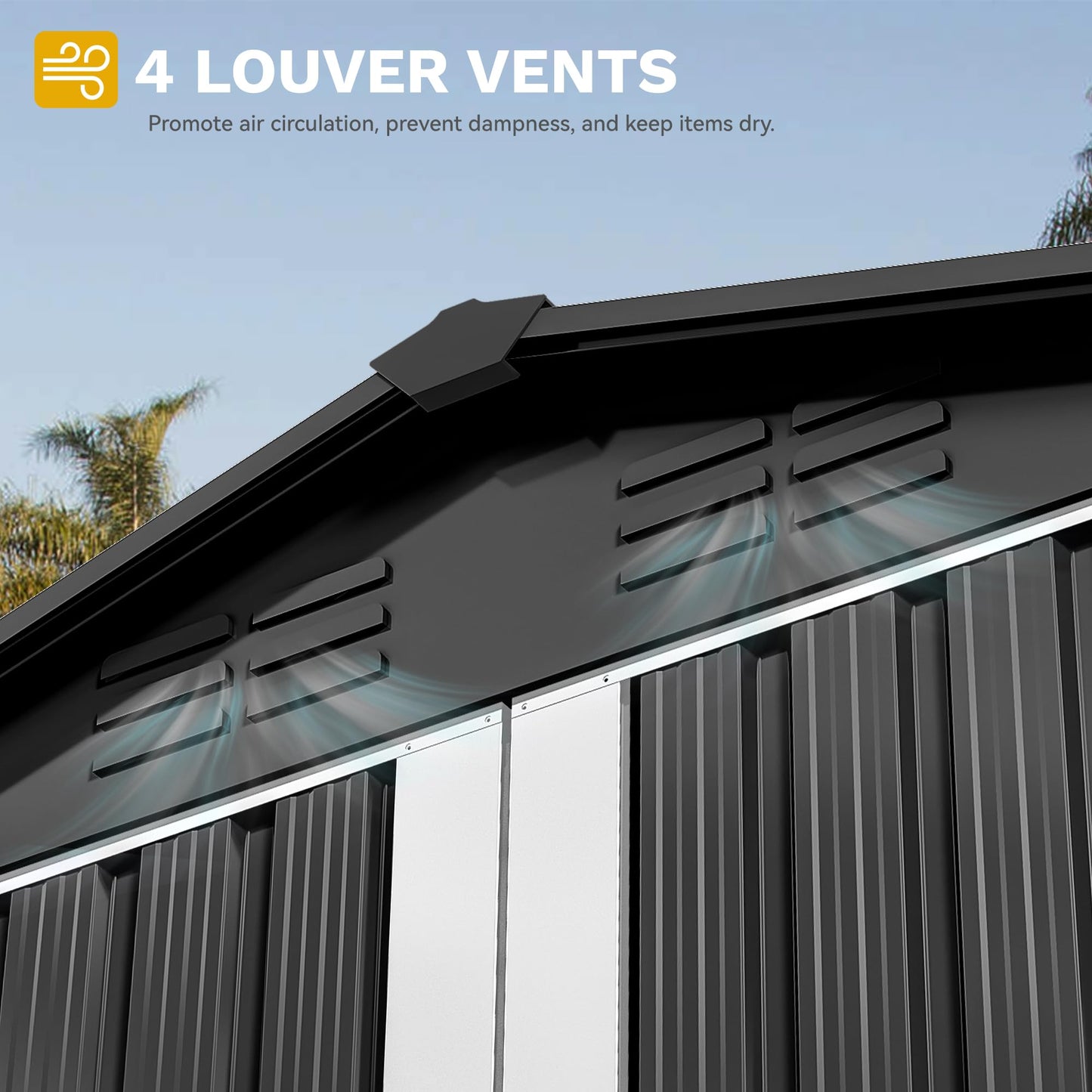 DWVO 6x4ft Outdoor Storage Shed, Weatherproof Tool Shed w/Locking Entry & Ventilation for Grass Cutter, Bike, Equipment, Courtyard, Garden (Dark Gray) - CookCave