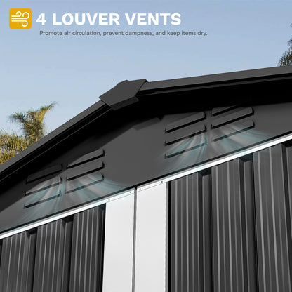 DWVO 6x4ft Outdoor Storage Shed, Weatherproof Tool Shed w/Locking Entry & Ventilation for Grass Cutter, Bike, Equipment, Courtyard, Garden (Dark Gray) - CookCave