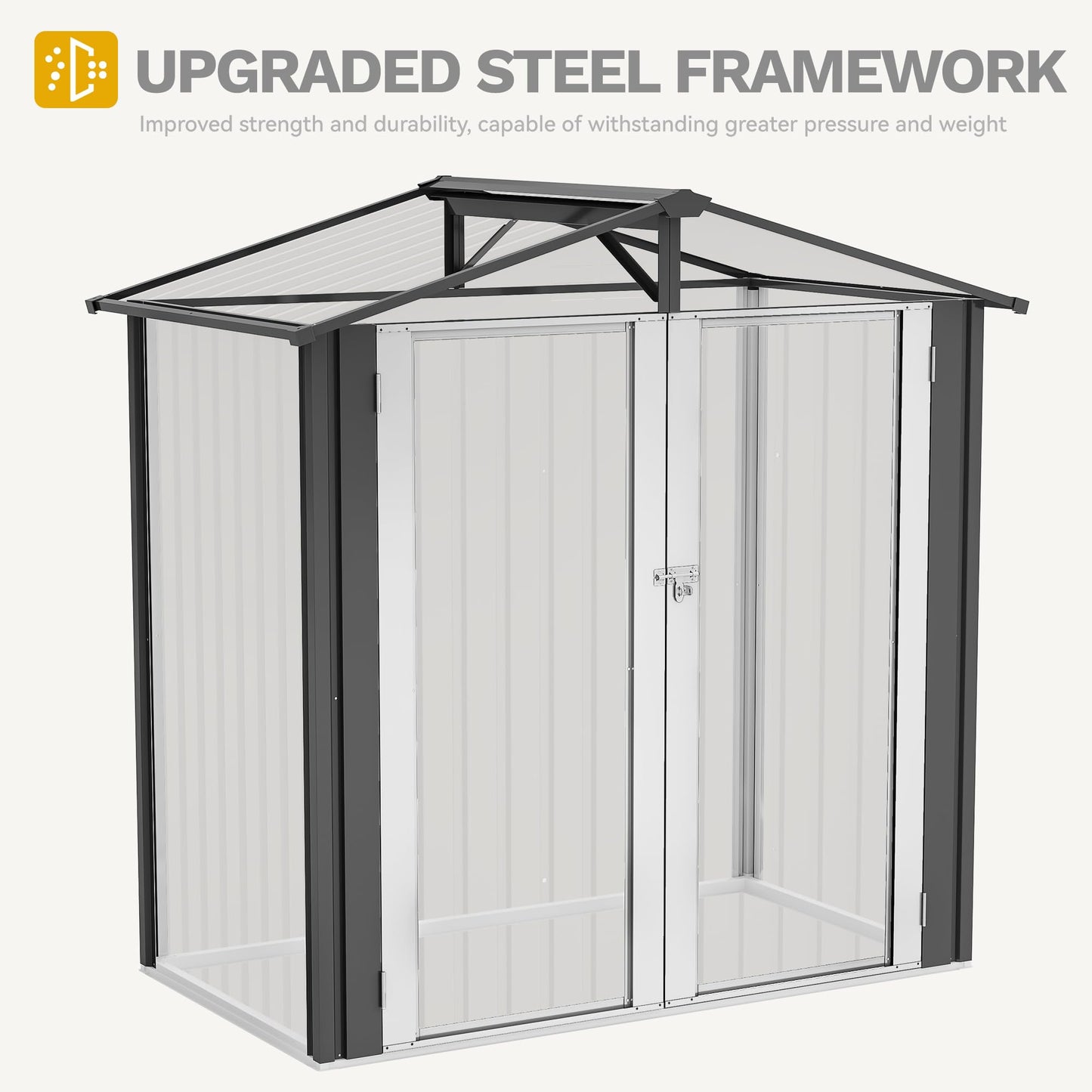 DWVO 6x4ft Outdoor Storage Shed, Weatherproof Tool Shed w/Locking Entry & Ventilation for Grass Cutter, Bike, Equipment, Courtyard, Garden (Dark Gray) - CookCave