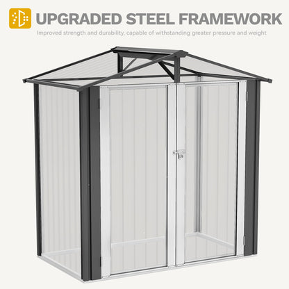 DWVO 6x4ft Outdoor Storage Shed, Weatherproof Tool Shed w/Locking Entry & Ventilation for Grass Cutter, Bike, Equipment, Courtyard, Garden (Dark Gray) - CookCave