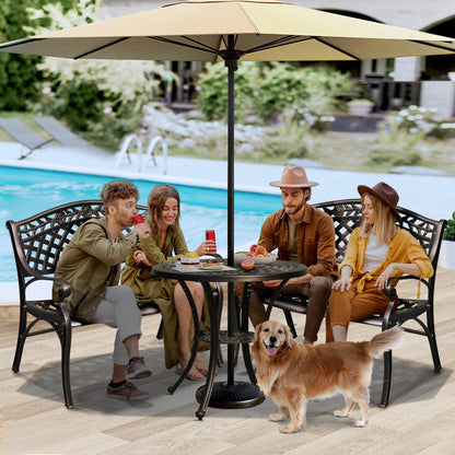 DWVO Cast Aluminum Outdoor Bench, 39.4’’ Patio Garden Benches for Outdoors, Metal Frame Patio Bench for Backyard, Lawn, Deck, Porch, Park, Bronze - CookCave