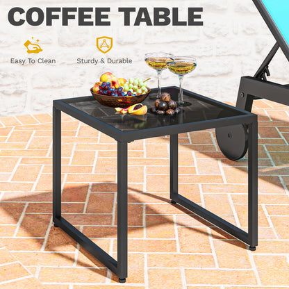 DWVO Outdoor Chaise Lounge Set, 2 Patio Chaise Lounge Chairs with Side Table, Textile Pool Loungers with 5-Level Backrest and Wheels for Beach, Lawn, Porch, Garden (Blue) - CookCave