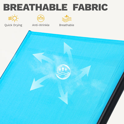 DWVO Outdoor Chaise Lounge Set, 2 Patio Chaise Lounge Chairs with Side Table, Textile Pool Loungers with 5-Level Backrest and Wheels for Beach, Lawn, Porch, Garden (Blue) - CookCave