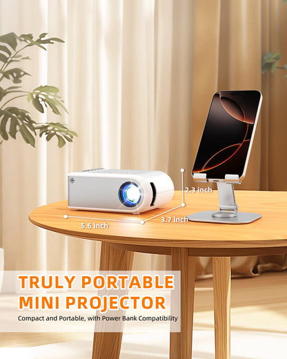 DZA Mini Projector with WiFi, Outdoor Portable Projector Supports 1080P with Synchronize Smartphone Screen for iPhone, Movie Projector for Home Theater Compatible with iOS/Android/PC/TV Stick/HDMI - CookCave