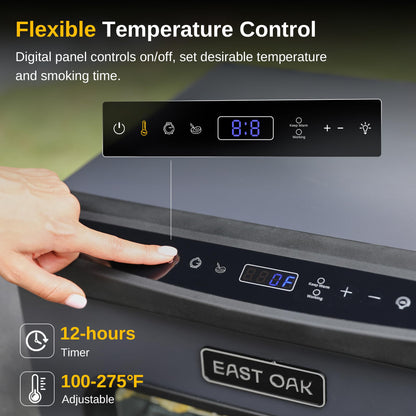 EAST OAK 30" Electric Smoker, Outdoor Smoker with Glass Door & Meat Thermometer, 725 Sq Inch Large Capacity, 4 Detachable Racks for Backyard BBQ, Party, Outdoor Cooking Night Blue - CookCave